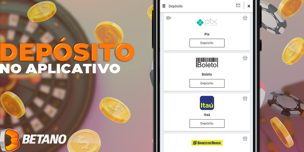Depósito no aplicativo móvel para usuários brasileiros