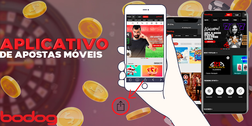 Aplicativo móvel do Bodog Brasil para apostas esportivas e jogos de cassino