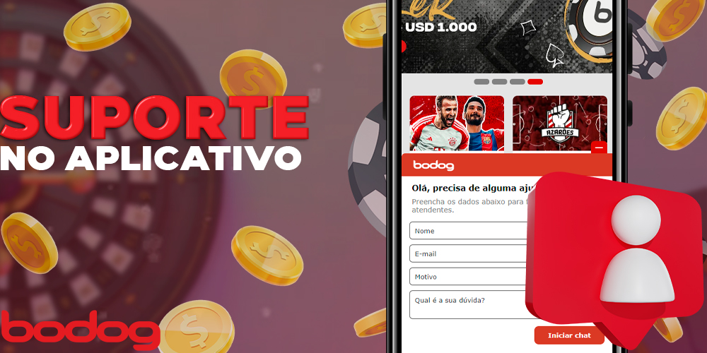 Suporte ao cliente 24 horas por dia, 7 dias por semana, no aplicativo móvel Bodog Brasil