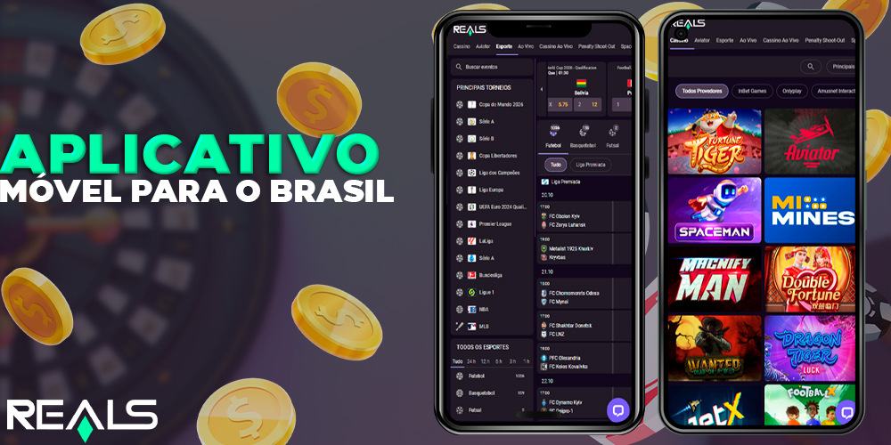 Aplicativo móvel da Realsbet Brasil para Android e IOS
