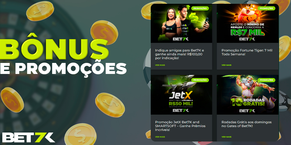 Bônus e promoções no site da Bet7k Brasil