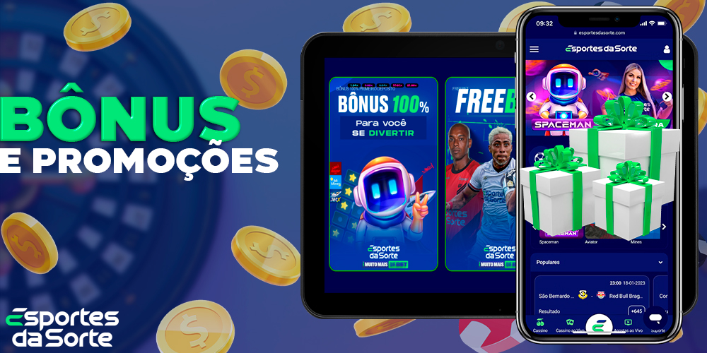 Bônus e promoções no aplicativo móvel Esportes da Sorte Brasil