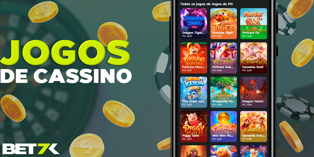 Cassino com vários jogos no aplicativo móvel Bet7k Brasil