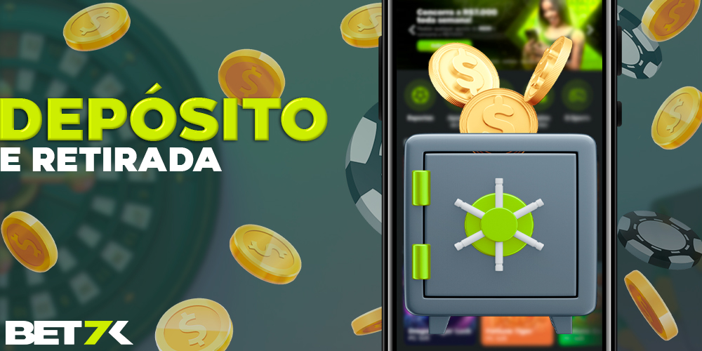 Depósito e retirada de dinheiro no aplicativo móvel Bet7k Brasil